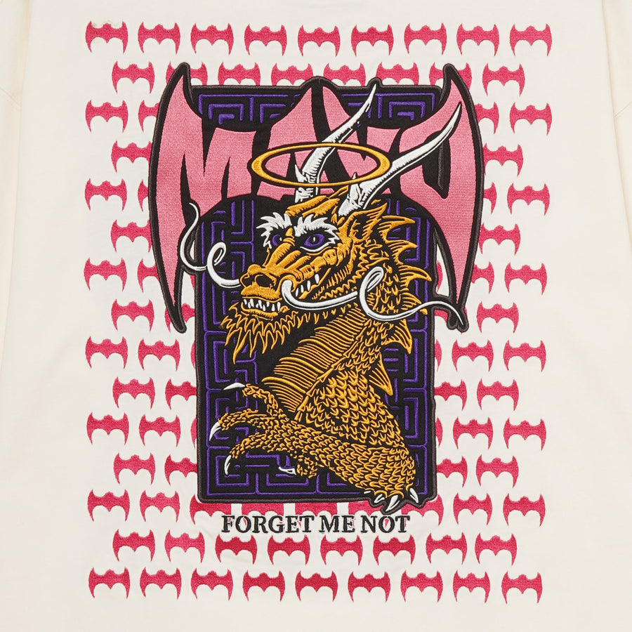 MAYO Dragon Embroidery Short Sleeve Tee - WHITE