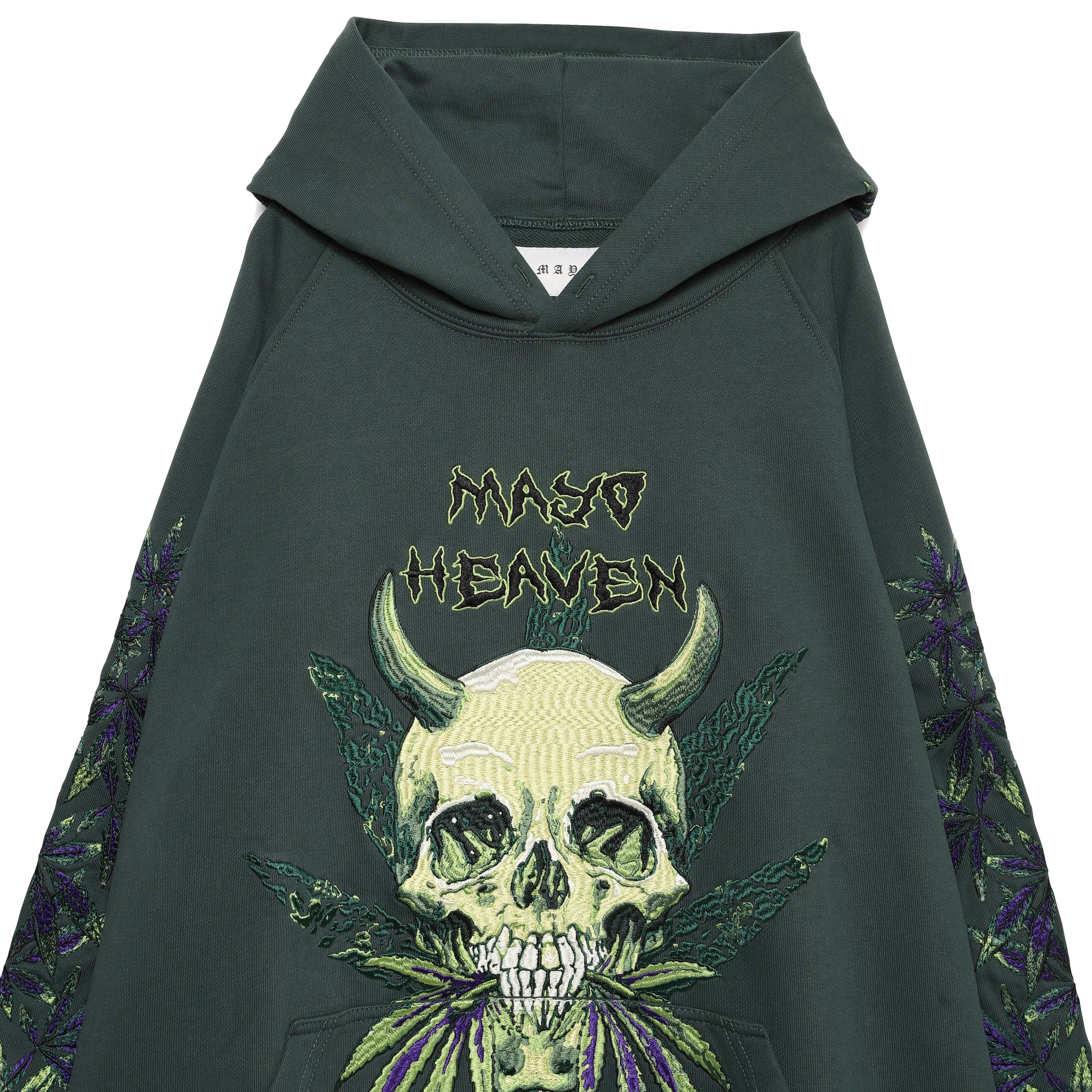 MAYO Devil Skull Embroidery Hoodie - GREEN