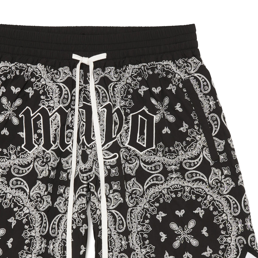 MAYO Paisley Embroidery Shorts - BLACK