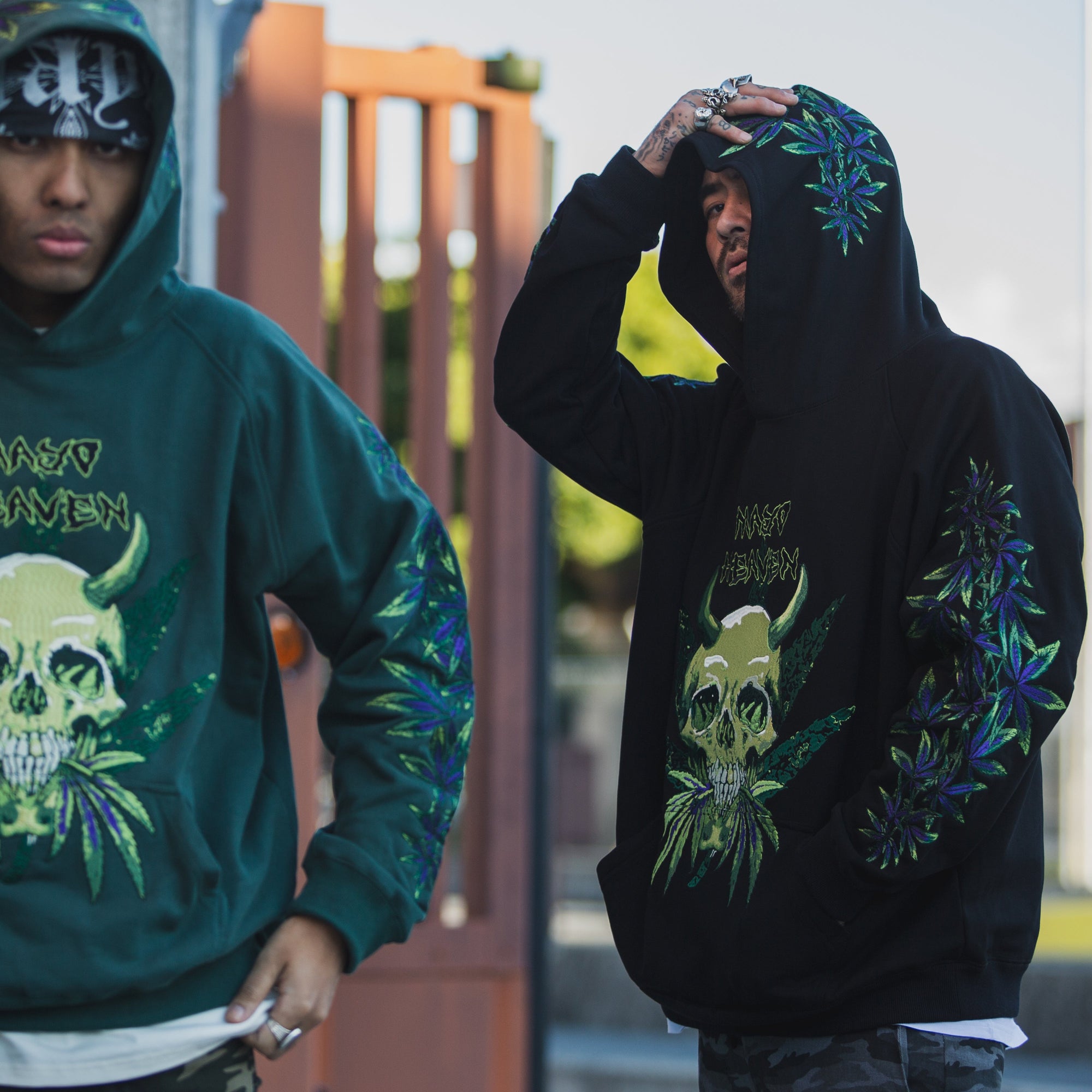 MAYO Devil Skull Embroidery Hoodie - GREEN