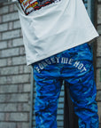 Forget me not Camo embroidery Lounge pants - BLUE