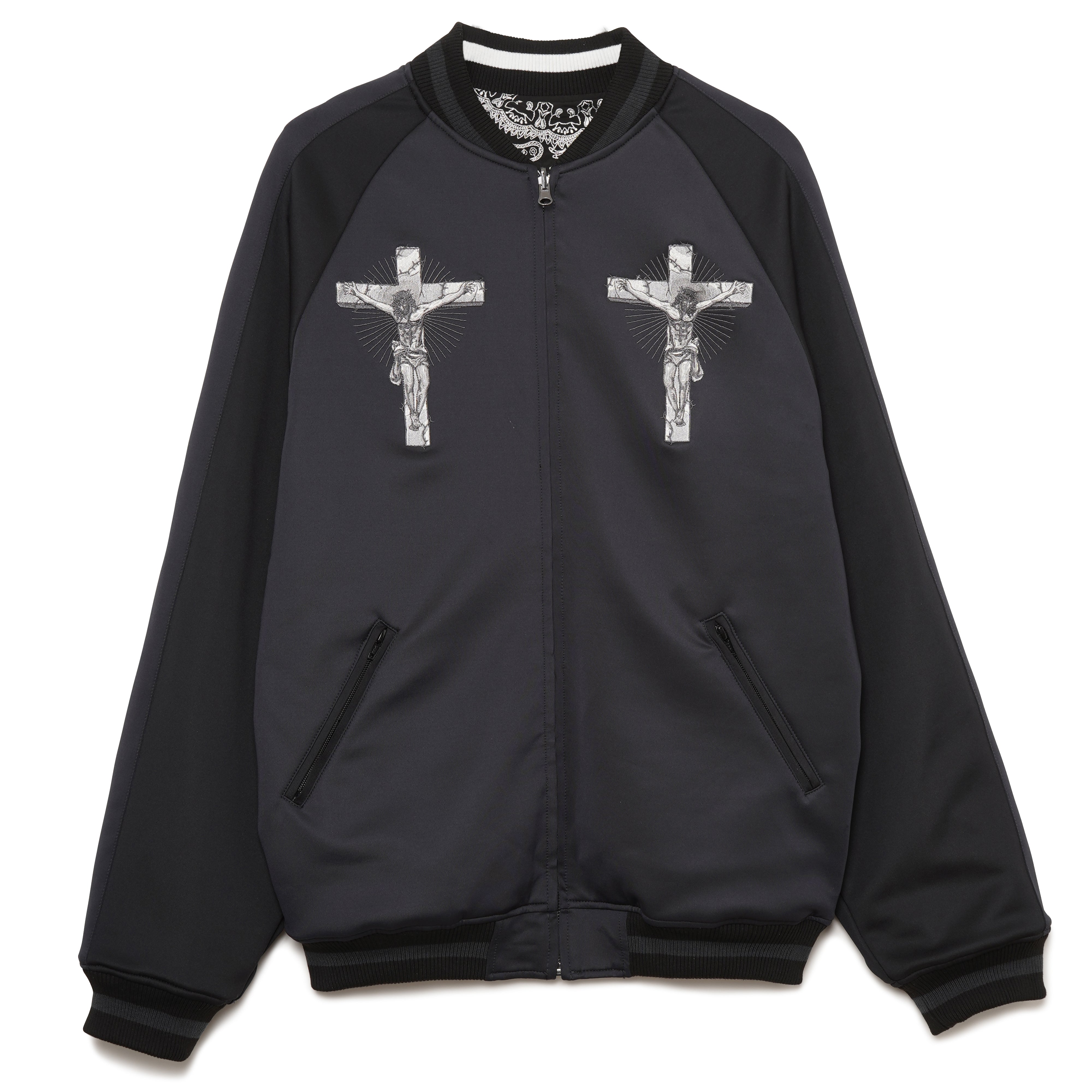 JESUS MAYO Paisley Embroidery Reversible Nylon Track Jacket