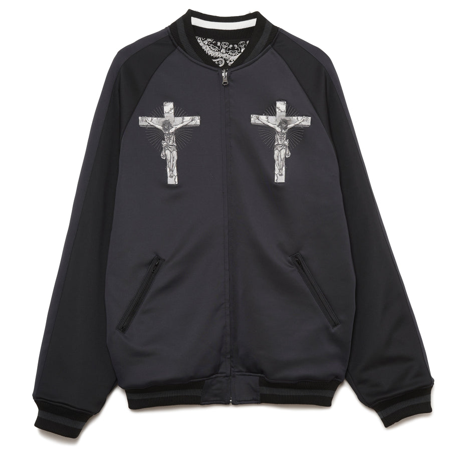 JESUS ​​MAYO Paisley Embroidery Reversible Souvenir Track Jacket - GRAY×BLACK