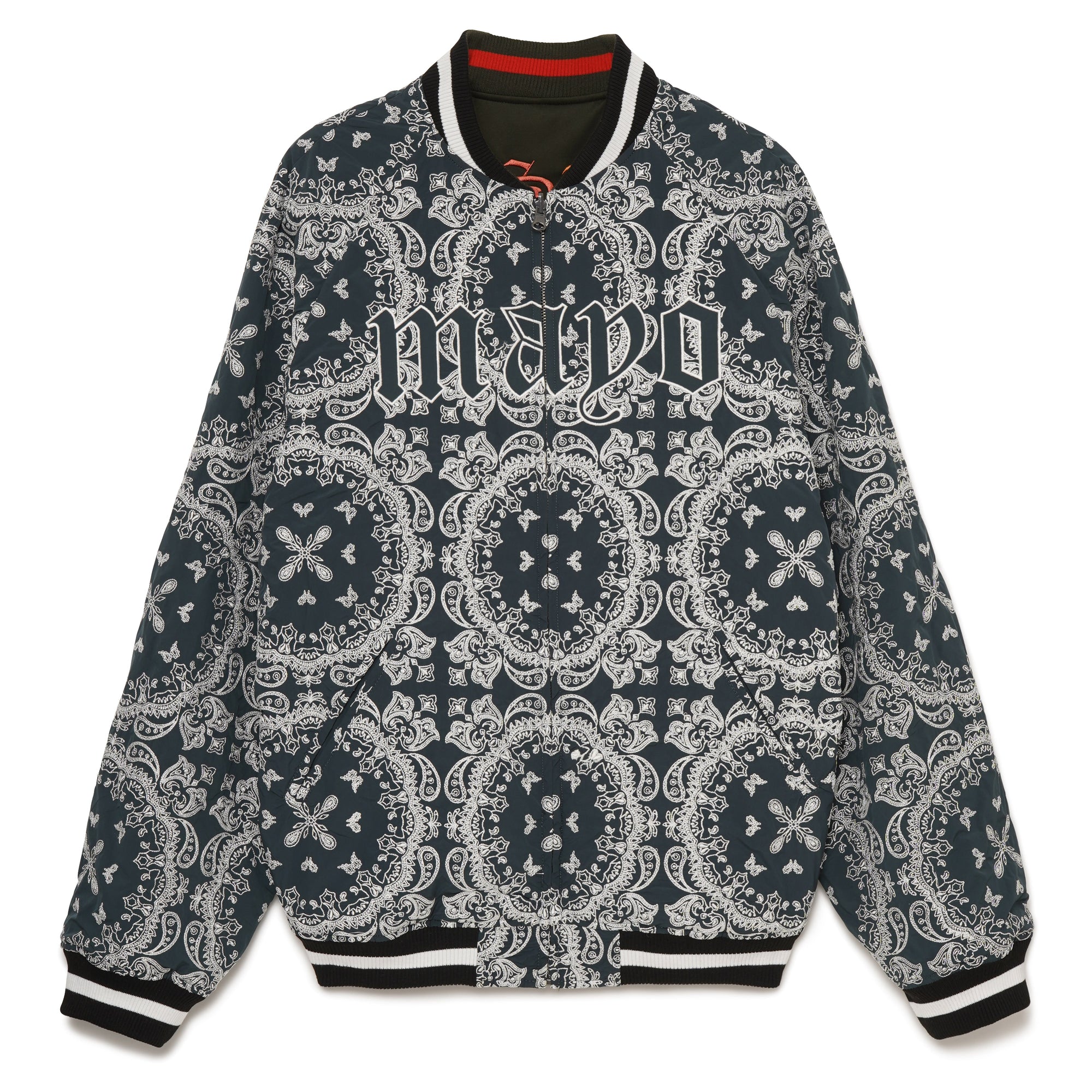 JESUS MAYO Paisley Embroidery Reversible Nylon Track Jacket