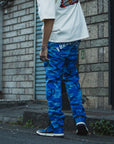 Forget me not Camo embroidery Lounge pants - BLUE