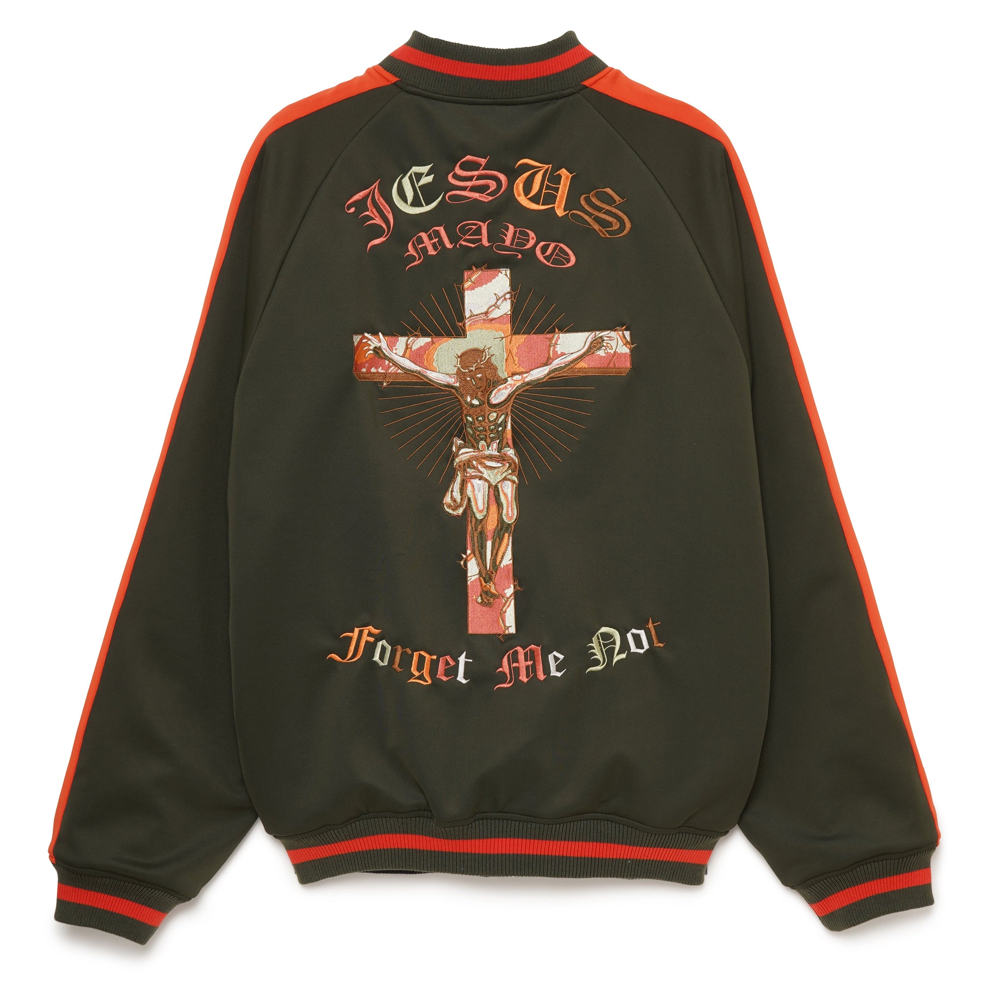 JESUS MAYO Paisley Embroidery Reversible Nylon Track Jacket - OLIVE×ORANGE