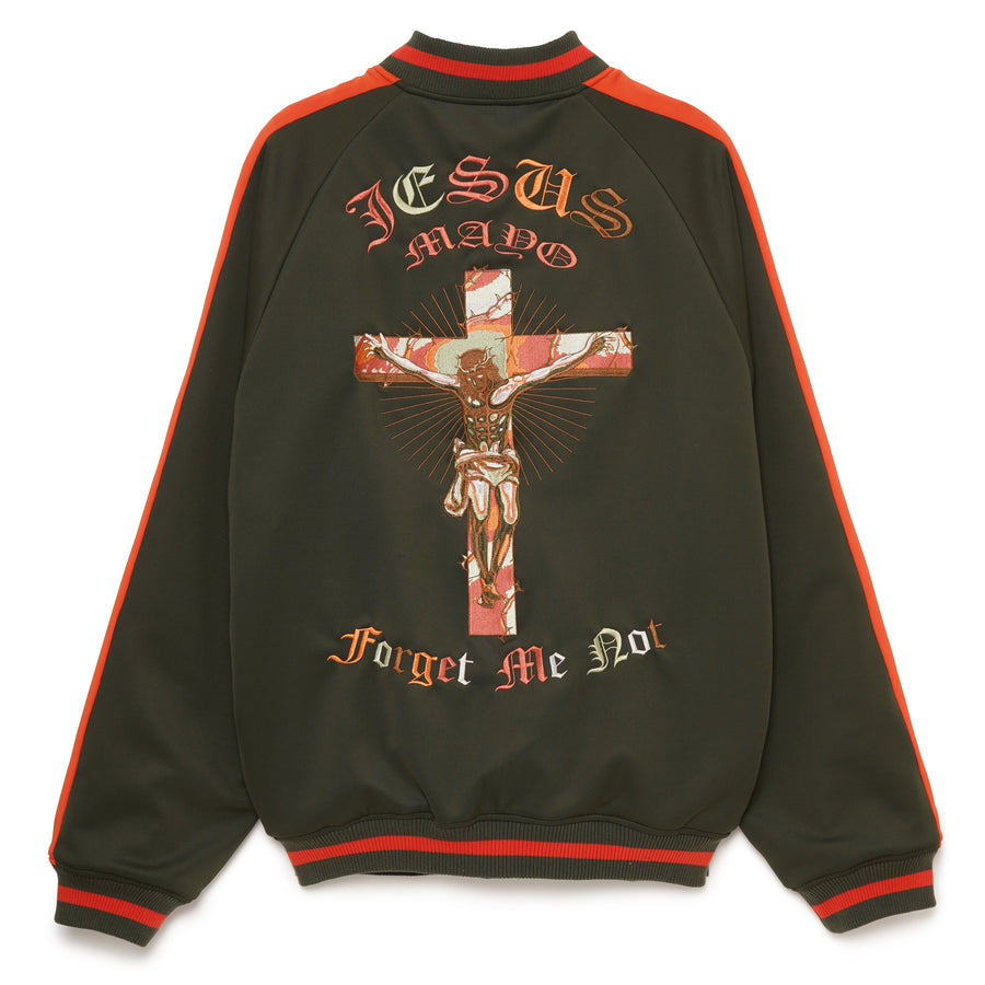 JESUS ​​MAYO Paisley Embroidery Reversible Souvenir Track Jacket - OLIVE×ORANGE