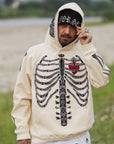 MAYO BONES Embroidery Hoodie - OFF WHITE