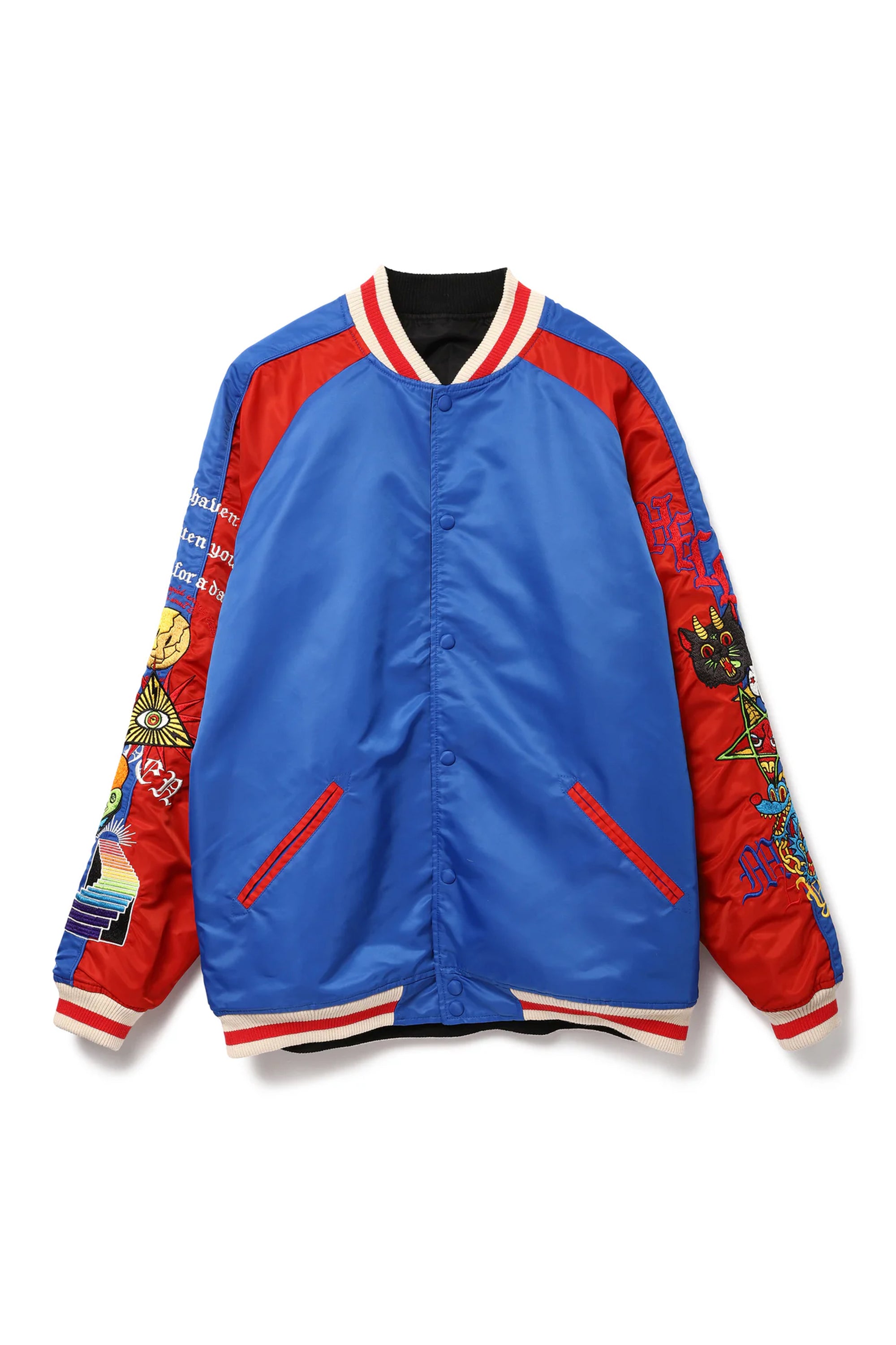 Arm embroidery reversible souvenir JKT BLUE