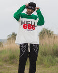 MAYO HELL & HEAVEN Embroidery Football Long Sleeve Tee - GREEN