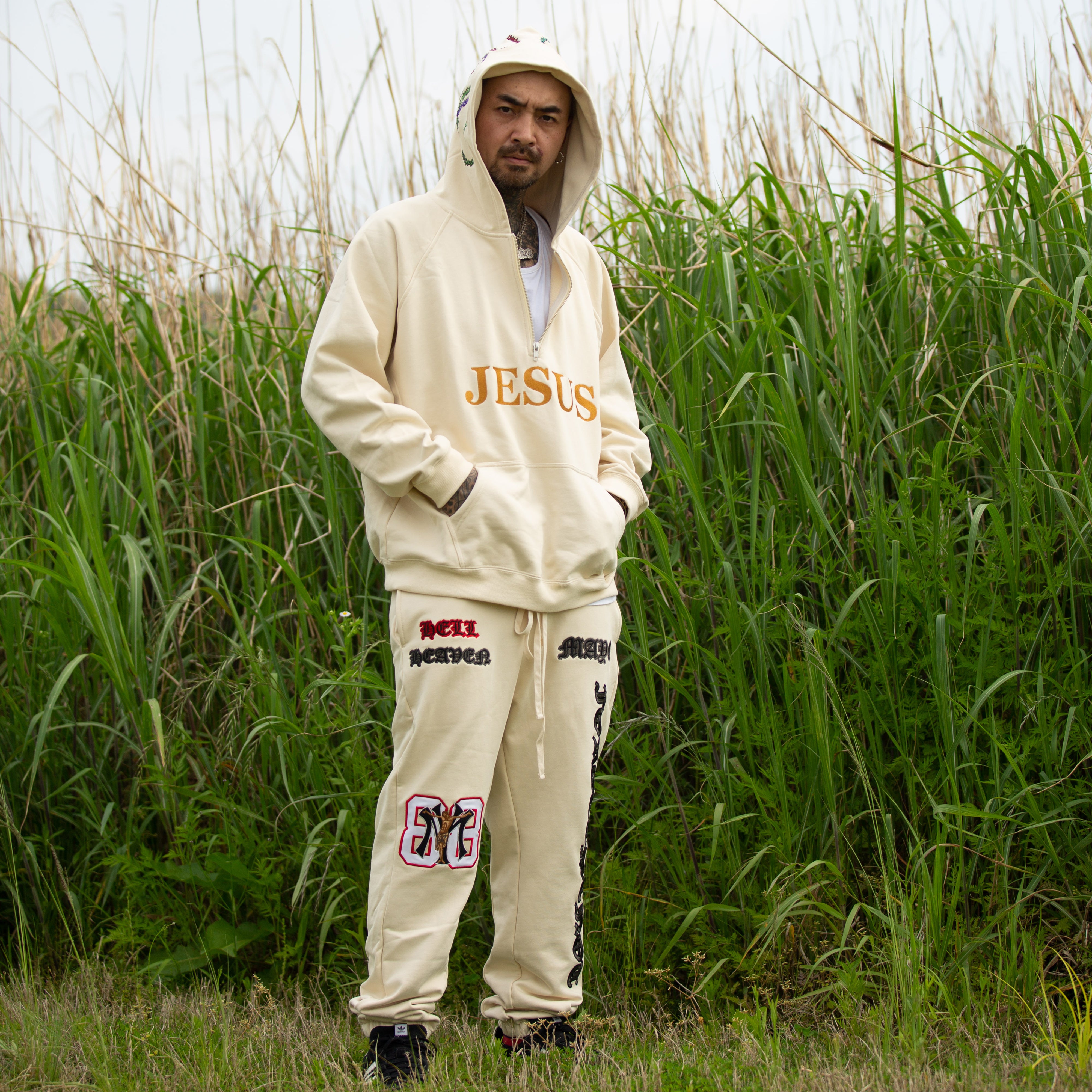 トップス MAYO JESUS EMBROIDERY HOODIE size L MAYO JESUS Embroidery Half zip Hoodie