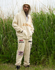 MAYO JESUS Embroidery Half zip Hoodie - OFF WHITE