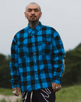 MAYO BONES Embroidery Check Shirt - BLUE