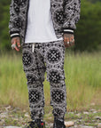 MAYO PAISLEY EMBROIDERY NYLON LOUNGE PANTS - BLACK