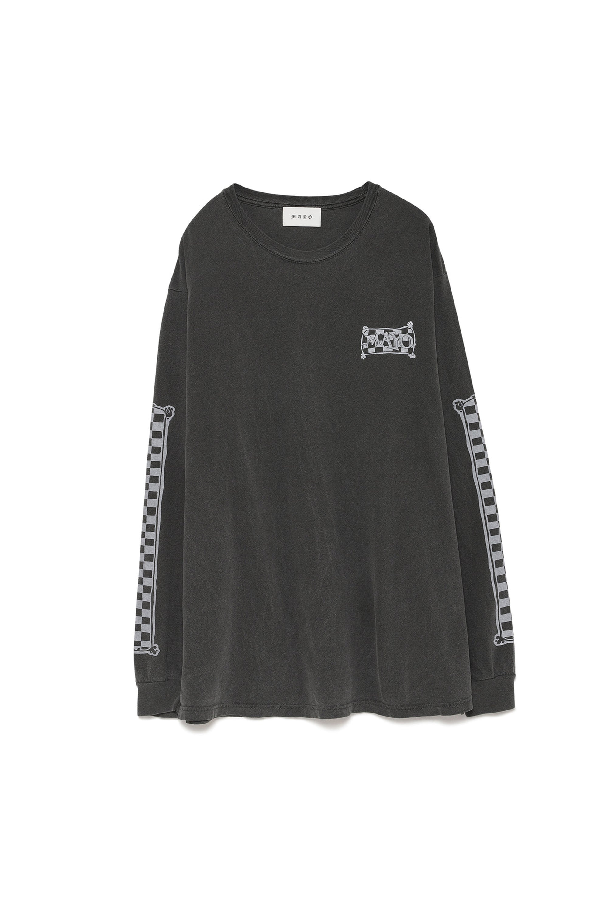 Checkered Flag Rip Long Sleeve Tee - FADE BLACK