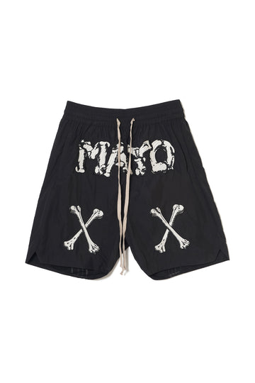 MAYO BONES Embroidery Shorts - BLACK