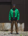 JESUS SKULL Embroidery Nylon Harrington Jacket - GREEN