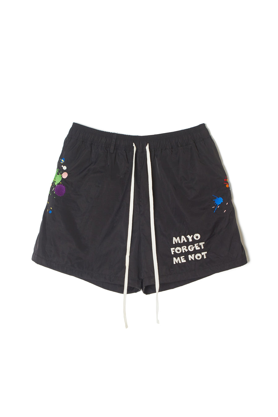 MAYO PAINT Embroidery Swim Shorts - BLACK