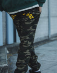 Forget me not Camo embroidery Lounge pants - GREEN