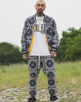 MAYO PAISLEY EMBROIDERY NYLON LOUNGE PANTS - BLUE