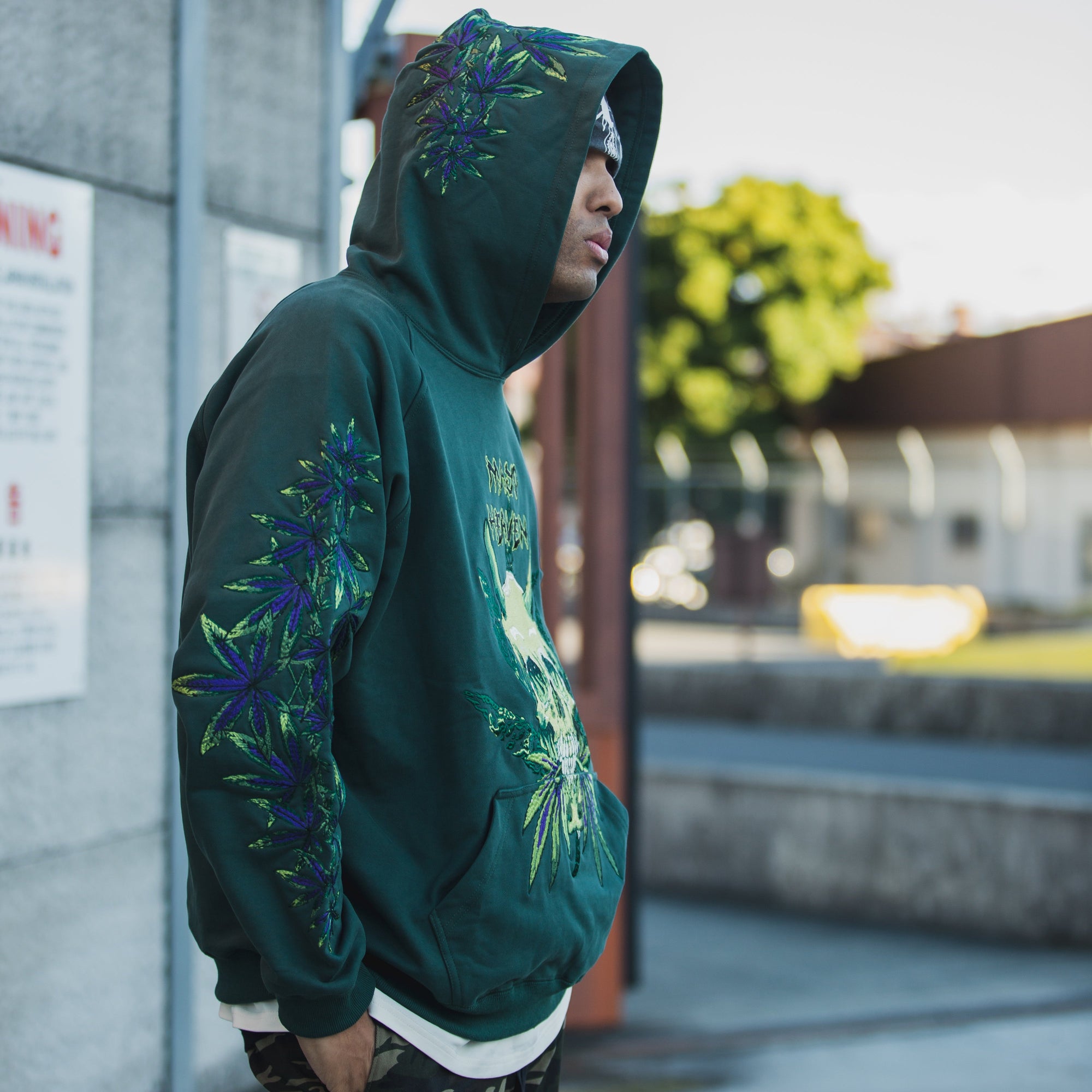 MAYO Devil Skull Embroidery Hoodie - GREEN