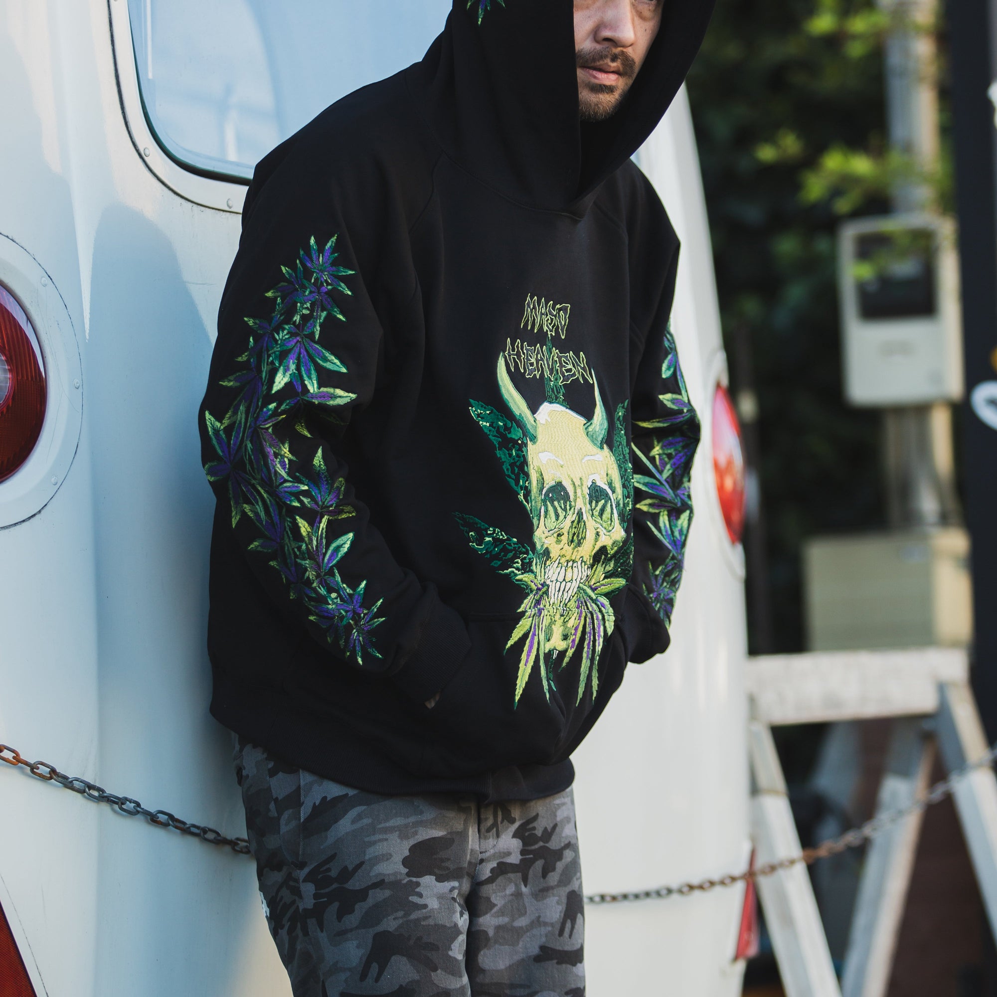 MAYO Devil Skull Embroidery Hoodie - GREEN