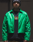 JESUS SKULL Embroidery Nylon Harrington Jacket - GREEN