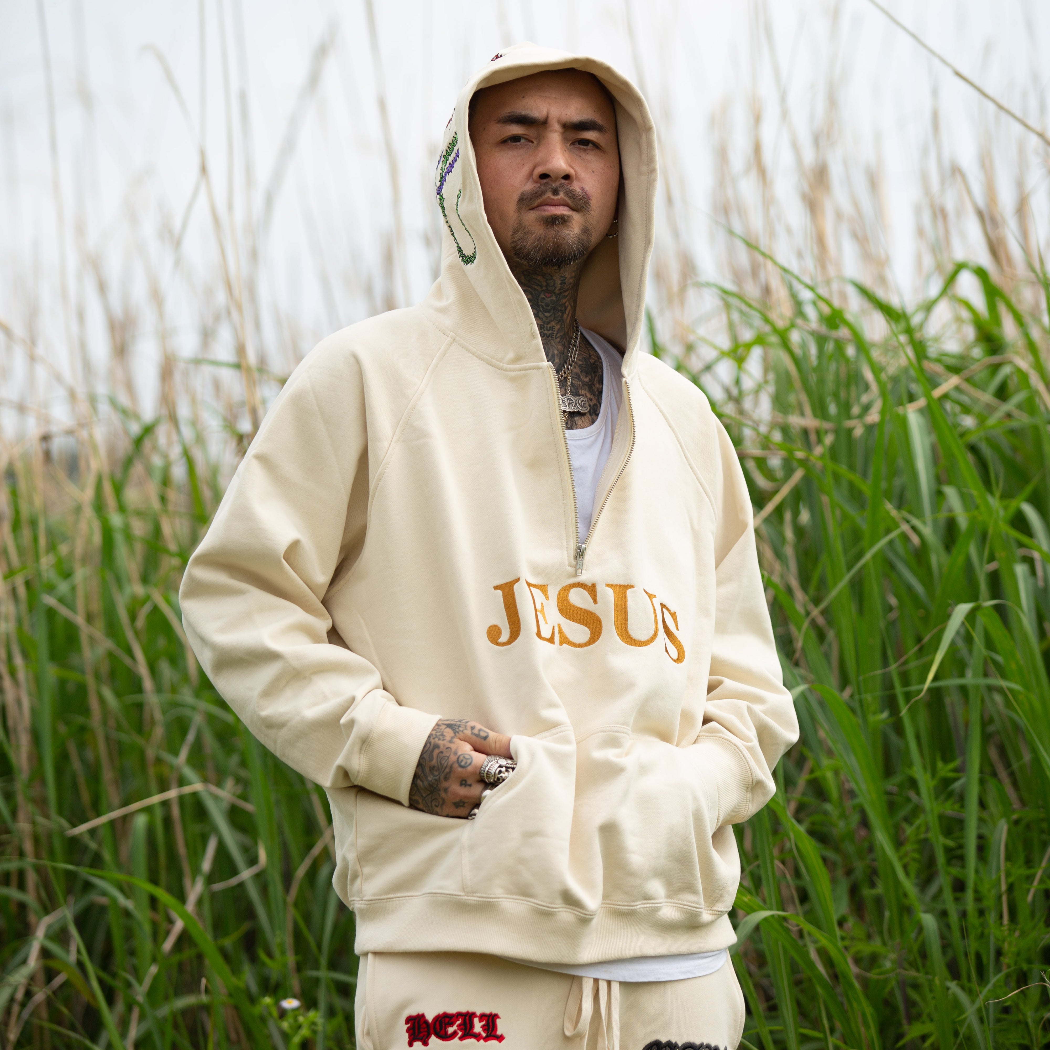 トップス MAYO JESUS EMBROIDERY HOODIE size L MAYO JESUS Embroidery Half zip Hoodie