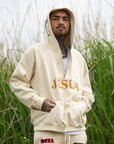 MAYO JESUS Embroidery Half zip Hoodie - OFF WHITE