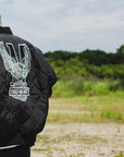 EAGLE  EMBROIDERY NYLON JKT - BLACK