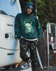 MAYO Devil Skull Embroidery Hoodie - GREEN