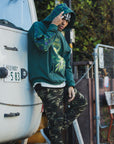 MAYO Devil Skull Embroidery Hoodie - GREEN