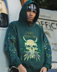 MAYO Devil Skull Embroidery Hoodie - GREEN