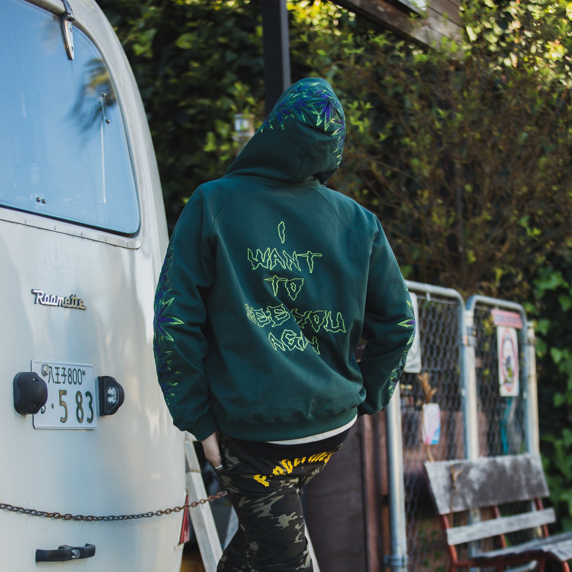 MAYO Devil Skull Embroidery Hoodie - GREEN