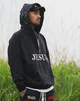 MAYO JESUS Embroidery Half zip Hoodie - BLACK