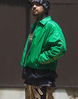 JESUS SKULL Embroidery Nylon Harrington Jacket - GREEN