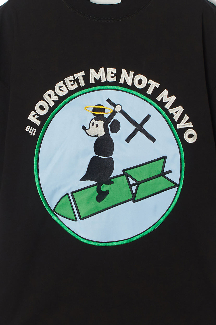FORGET ME NOT MAYO Embroidery short Sleeve Tee - BLACK
