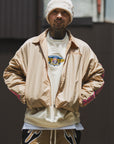 JESUS SKULL Embroidery Nylon Harrington Jacket - BEIGE