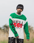 MAYO HELL & HEAVEN Embroidery Football Long Sleeve Tee - GREEN