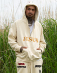 MAYO JESUS Embroidery Half zip Hoodie - OFF WHITE