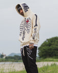 MAYO BONES Embroidery Hoodie - OFF WHITE