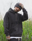 MAYO JESUS Embroidery Half zip Hoodie - GRAY