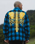 MAYO BONES Embroidery Check Shirt - BLUE