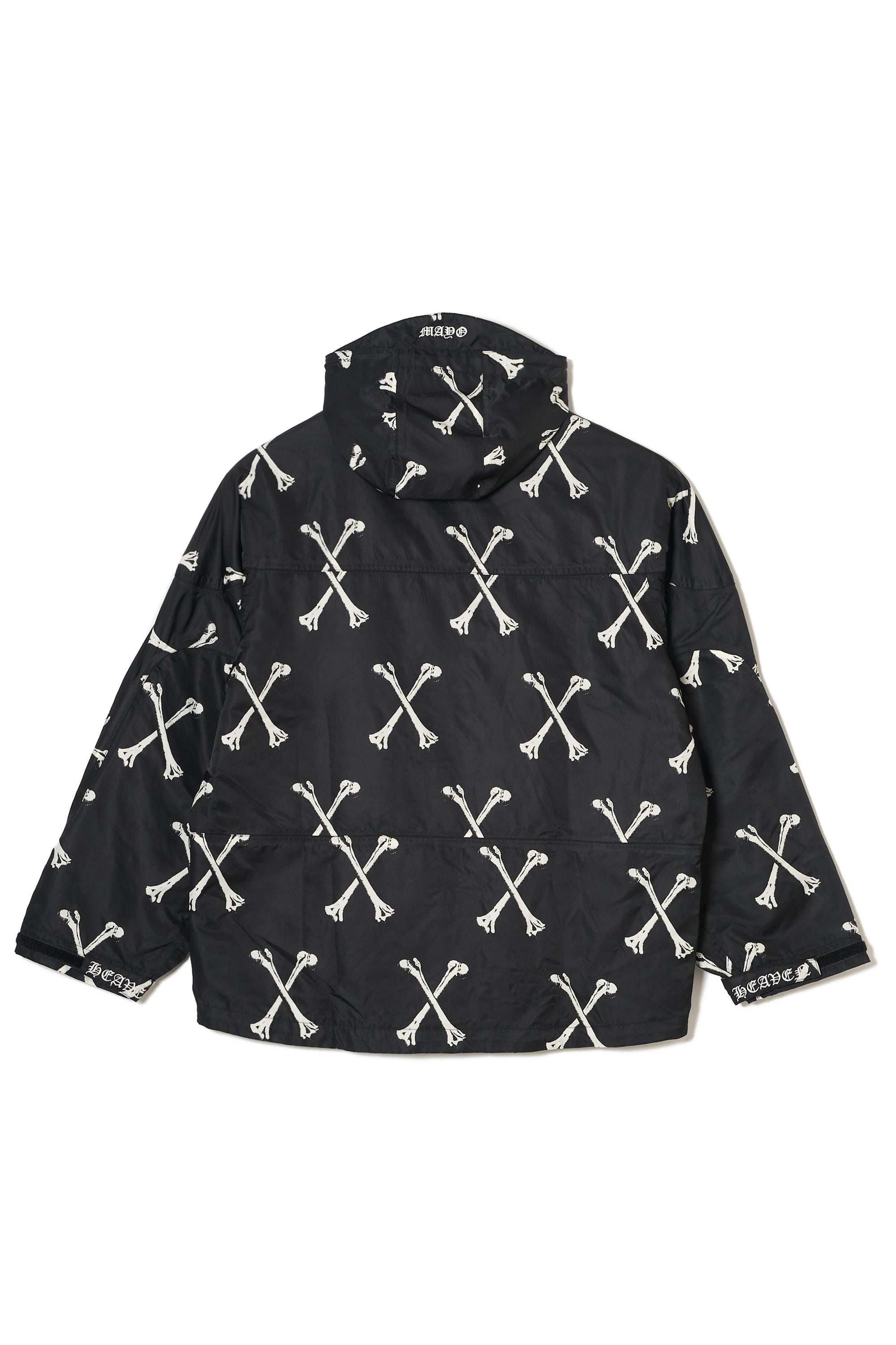 MAYO CROSS BONES EMBROIDERY NYLON MOUNTAIN PARKA - BLACK