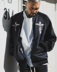 JESUS MAYO Paisley Embroidery Reversible Nylon Track Jacket - GRAY×BLACK