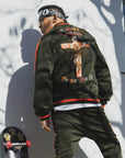 JESUS MAYO Paisley Embroidery Reversible Nylon Track Jacket - OLIVE×ORANGE