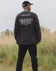 MAYO HELL & HEAVEN Embroidery Football Long Sleeve Tee - BLACK