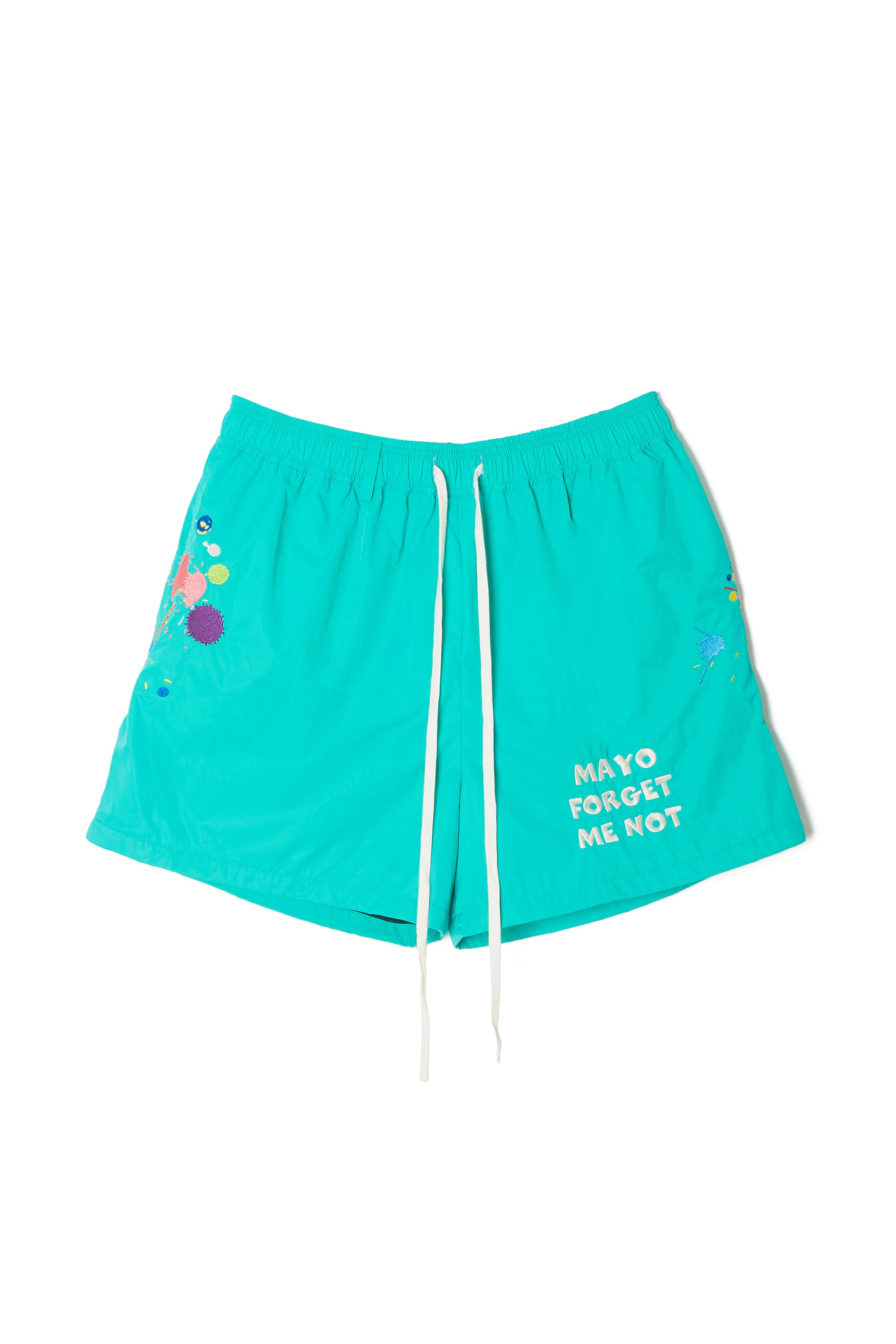 MAYO PAINT Embroidery Swim Shorts -  KINMIYA BLUE