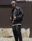 JESUS SKULL Embroidery Nylon Harrington Jacket - BLACK