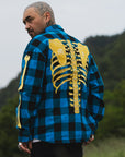 MAYO BONES Embroidery Check Shirt - BLUE